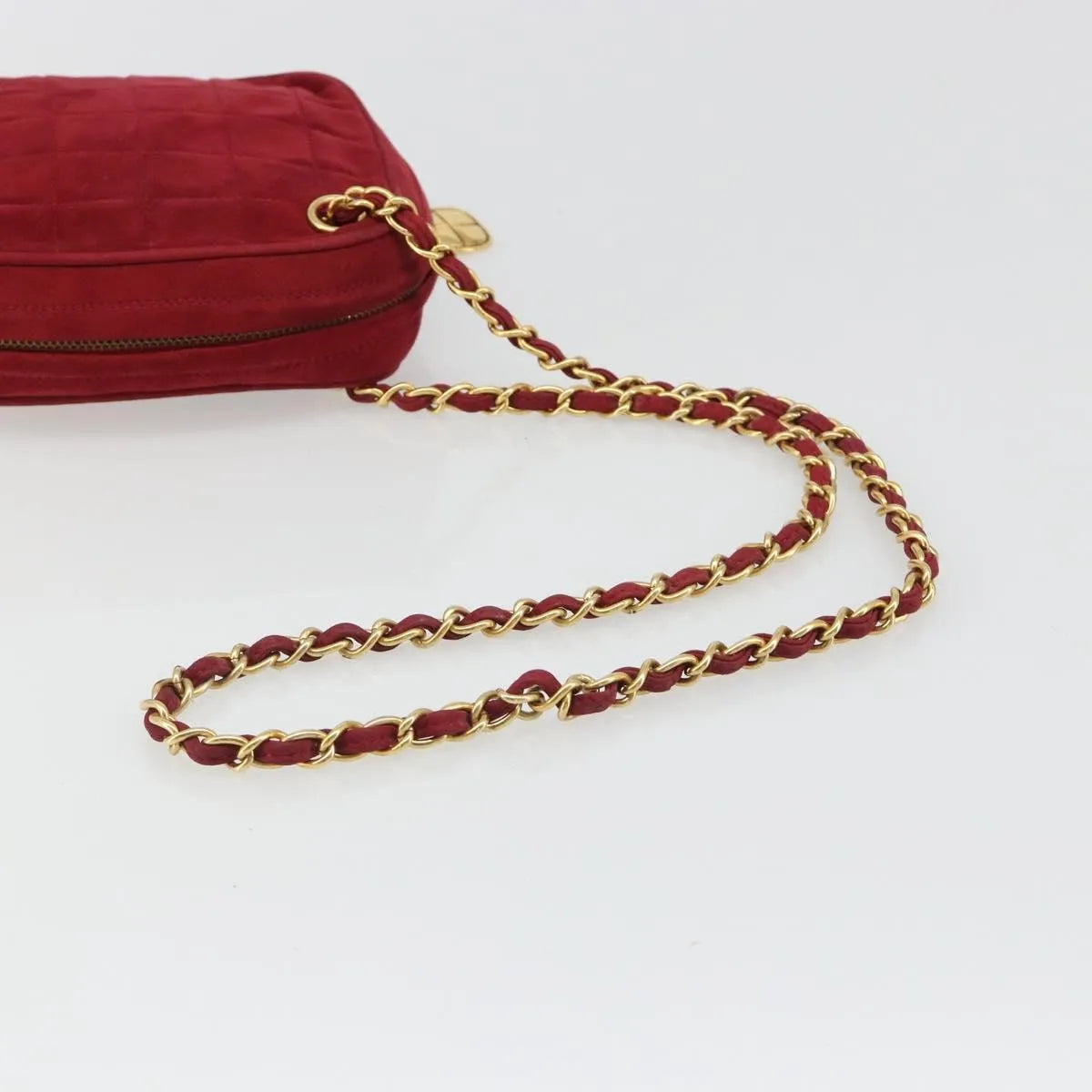 Chanel Vintage Diamond Tassel Quilted Suede, Red, Suede, Shoulder Bag