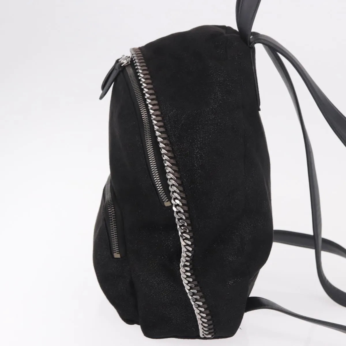 Stella McCartney Falabella Front Zip Shaggy Deer, Black, Polyester, Backpack