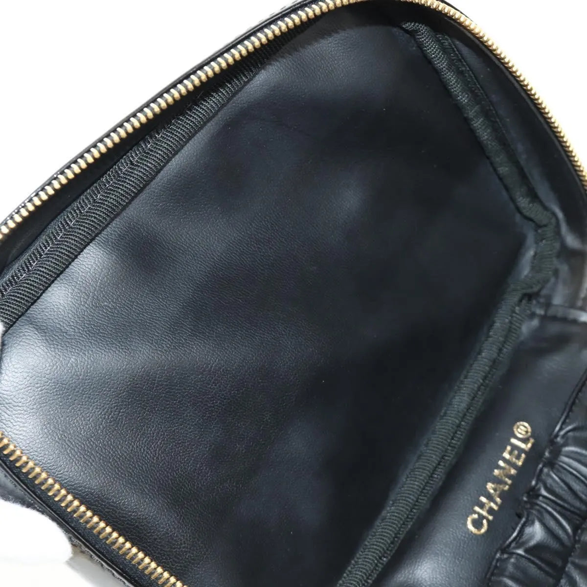 Chanel Vintage Timeless Cosmetic Case Patent, Black, Patent Leather, Handbag