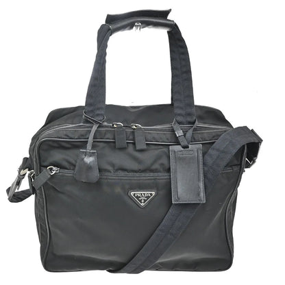 Prada Expandable Front Zip Boston Tessuto, Black, Nylon, Travel Bag