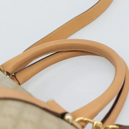 Celine Vintage Macadam Boston Canvas, Beige, Canvas, Handbag