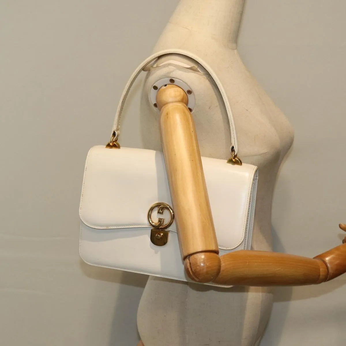 Gucci Sylvie 1969 Top Handle Leather, White, Leather, Handbag