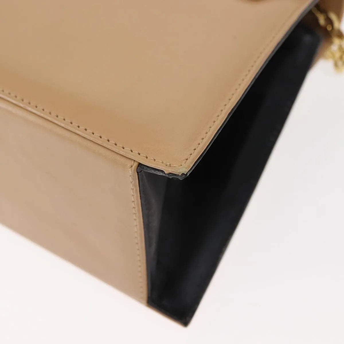 Salvatore Ferragamo Vintage Flap Leather, Beige, Leather, Shoulder Bag