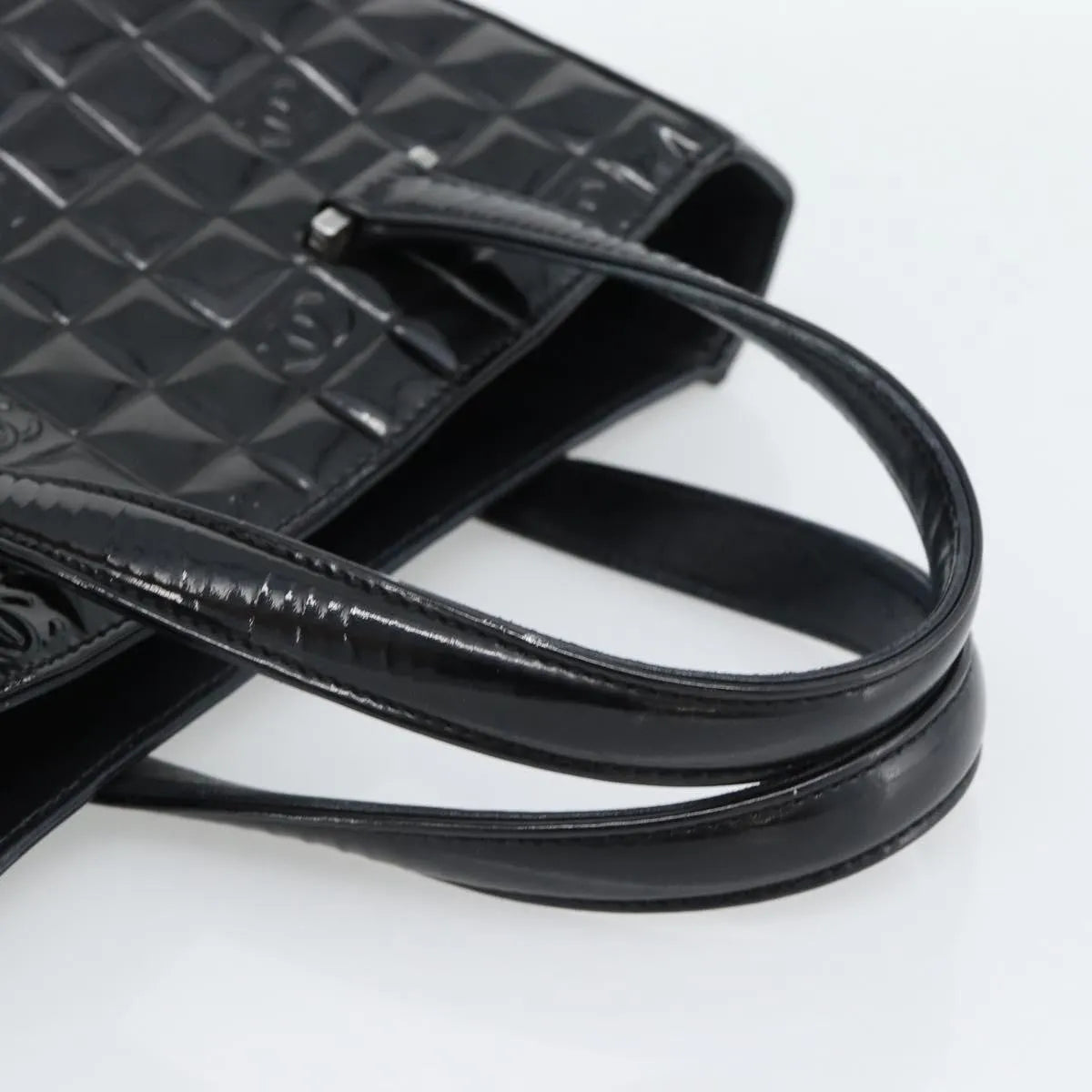 Chanel Chocolate Bar CC Tote Quilted Patent, Black, Patent Leather, Tote Bag
