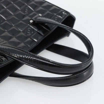 Chanel Chocolate Bar CC Tote Quilted Patent, Black, Patent Leather, Tote Bag