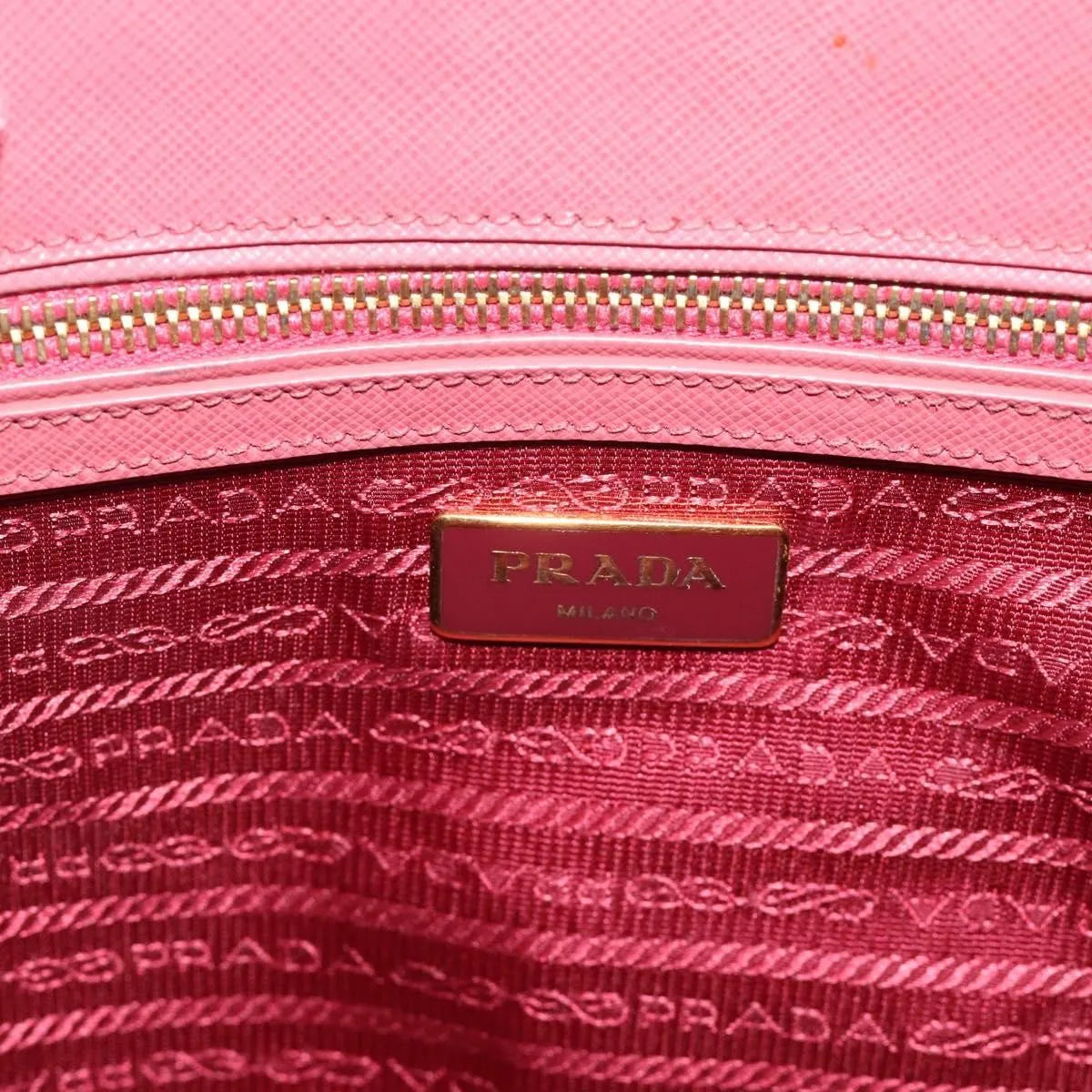 Prada Galleria Double Zip Tote Saffiano Leather, Pink, Leather, Handbag