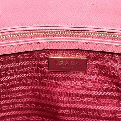 Prada Galleria Double Zip Tote Saffiano Leather, Pink, Leather, Handbag