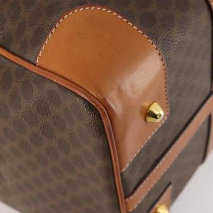 Celine Vintage Duffle Canvas and Leather, Brown, Canvas, Travel Bag