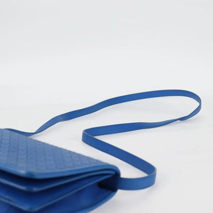 Bottega Veneta Double Compartment Flap Intrecciato Nappa, Blue, Leather, Shoulder Bag