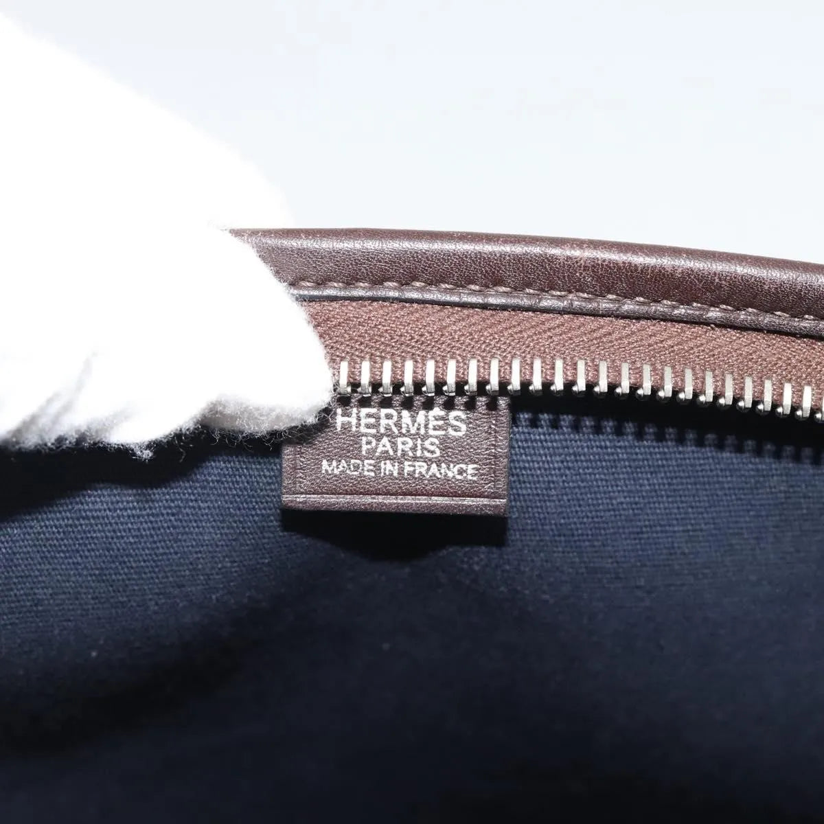 Hermes Mrs. Hippie Leather and Toile, Navy, Leather, Shoulder Bag