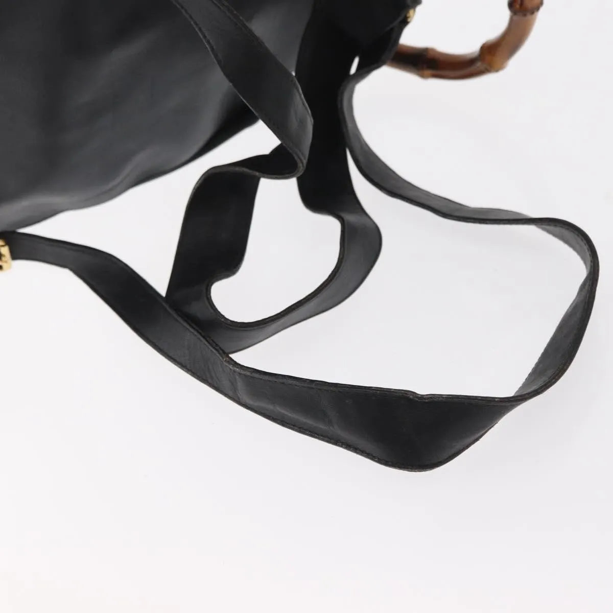 Gucci Vintage Bamboo Leather, Black, Leather, Backpack