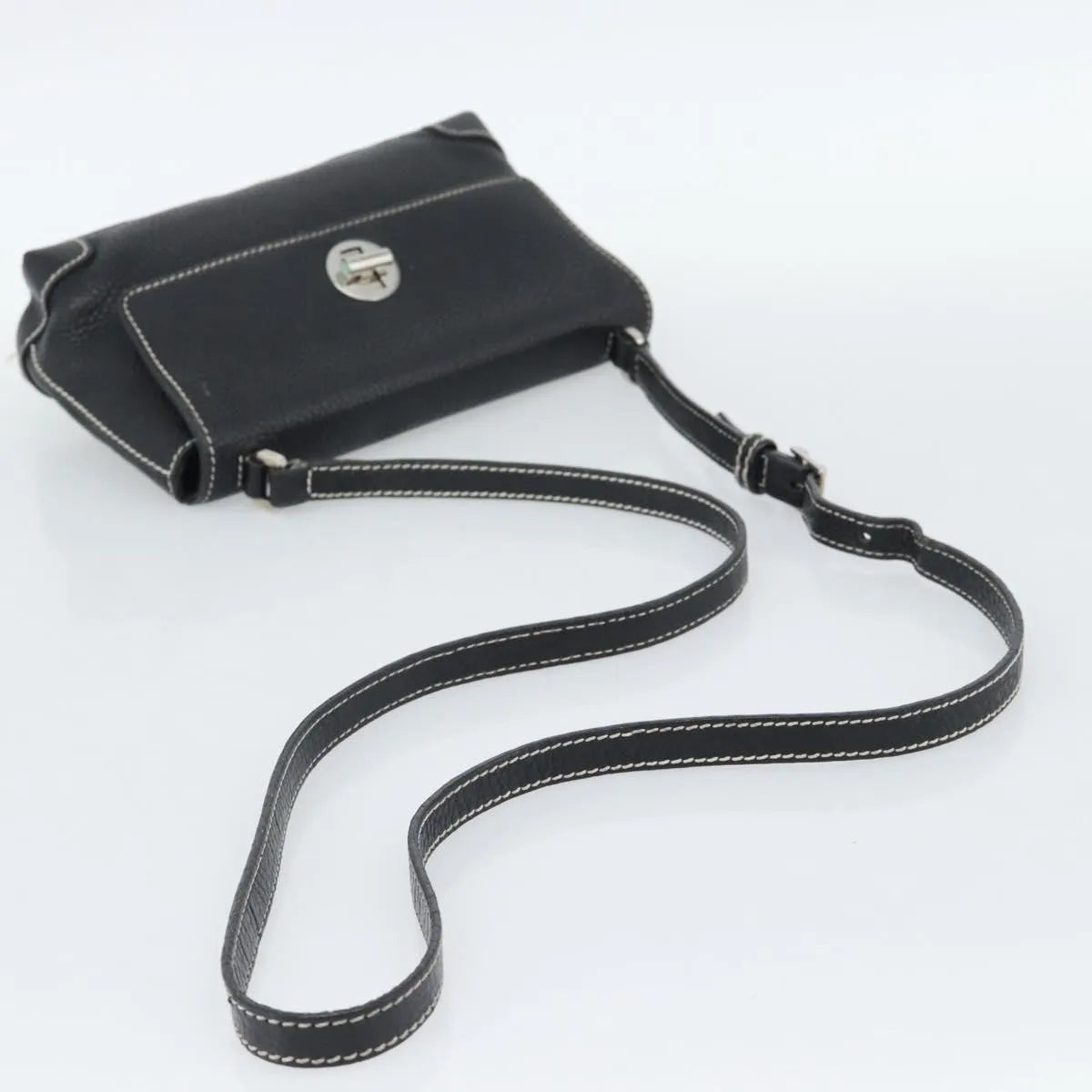 Tiffany & Co. Vintage Leather, Black, Leather, Shoulder Bag