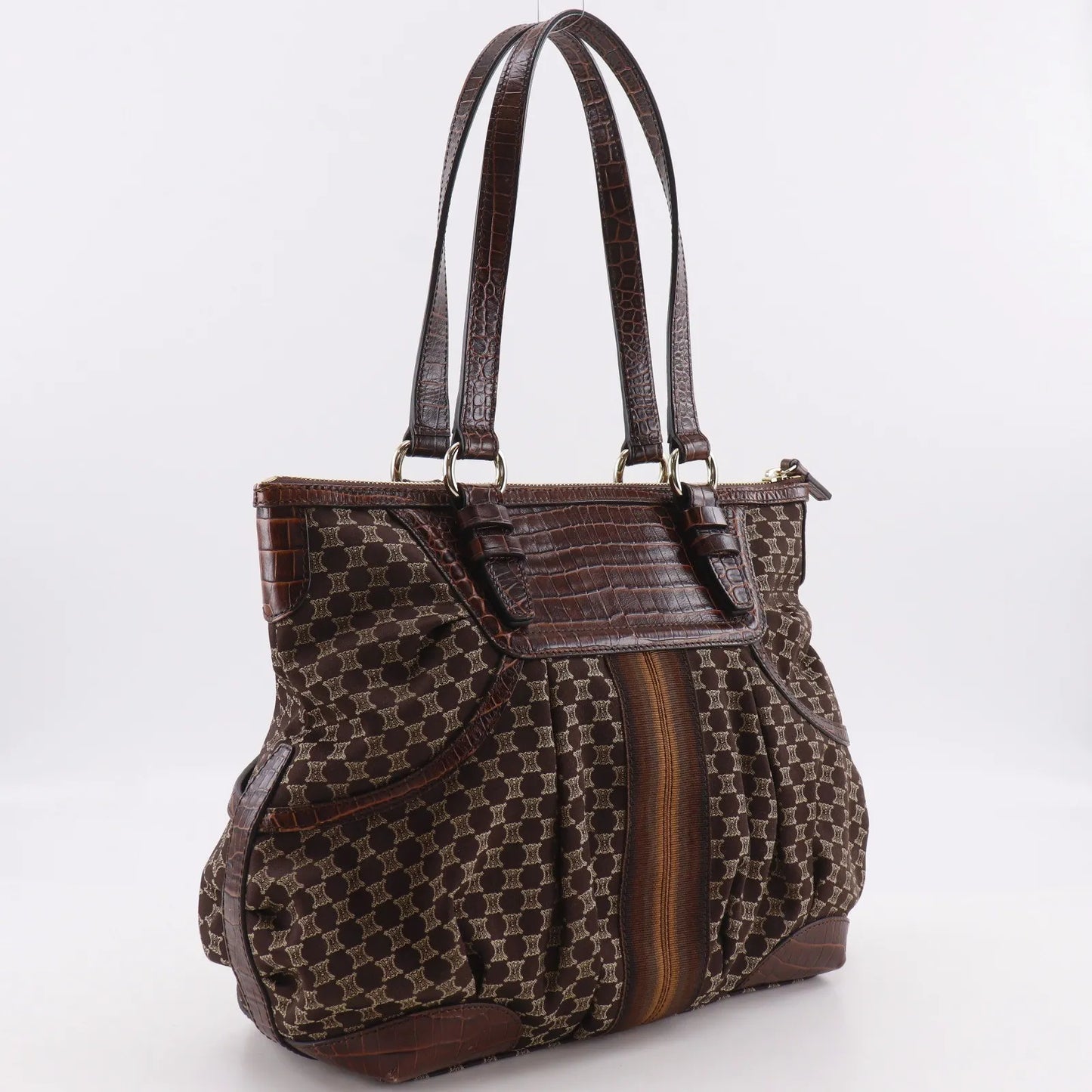 Celine Macadam Macadam with leather, Brown, Leather, Tote Bag