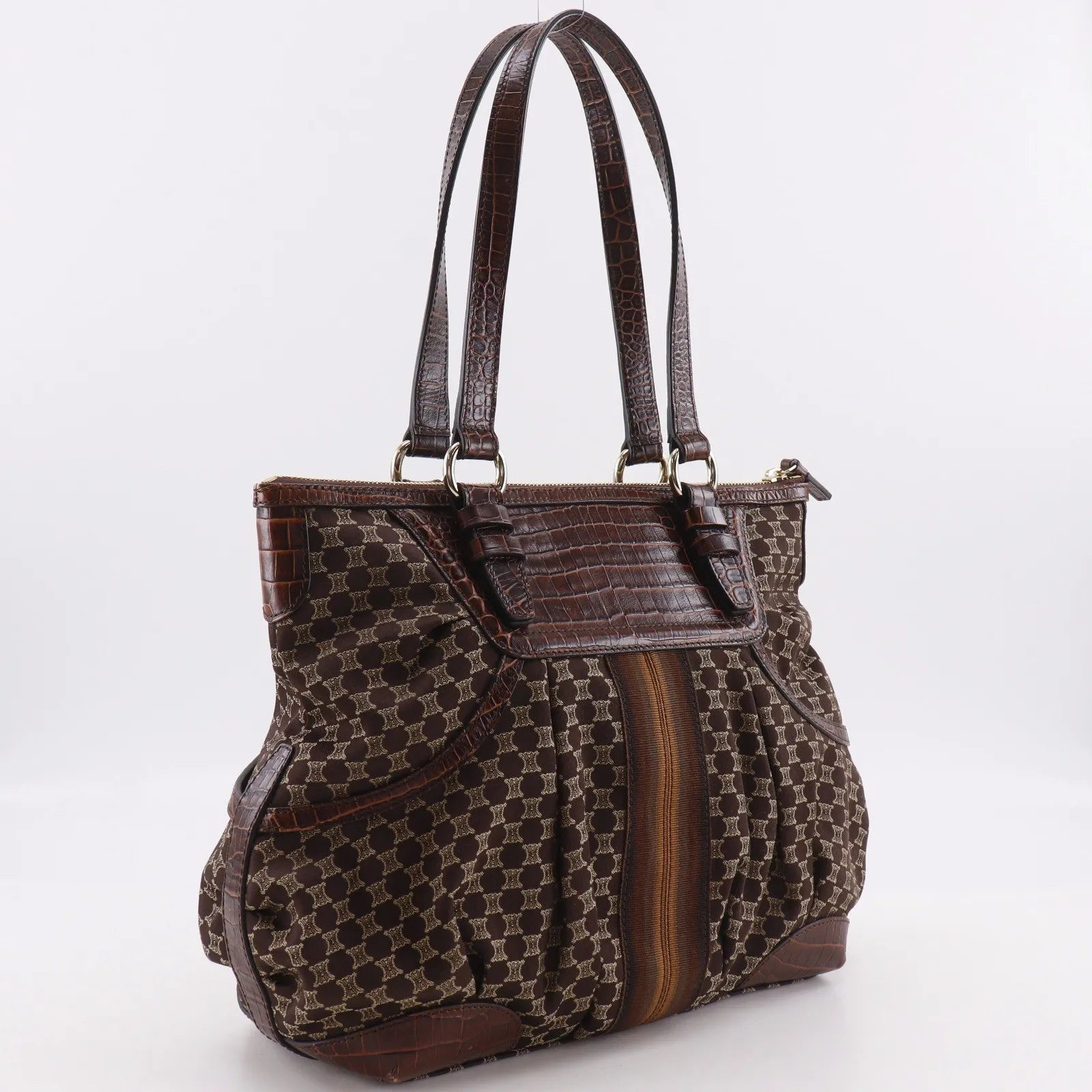 Celine Macadam Macadam with leather, Brown, Leather, Tote Bag