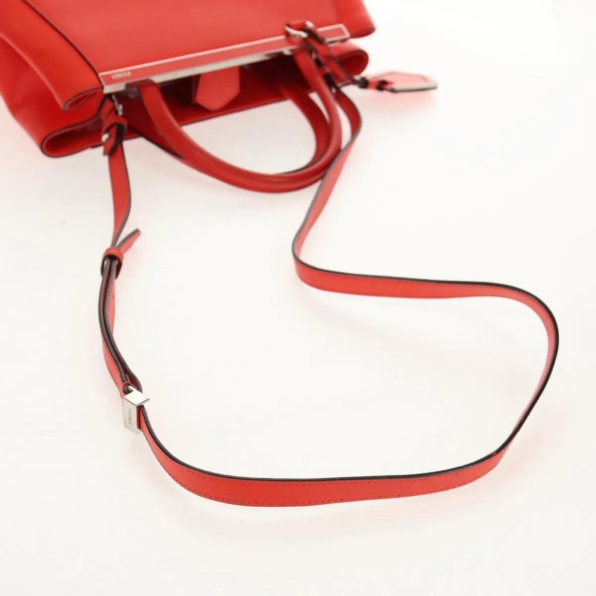 Fendi 2Jours Leather, Red, Leather, Tote Bag