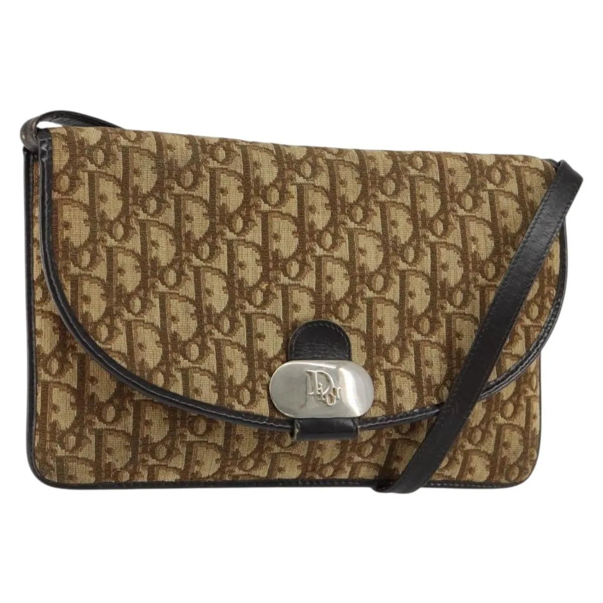 Christian Dior Vintage Trotter Canvas, Beige, Canvas, Shoulder Bag