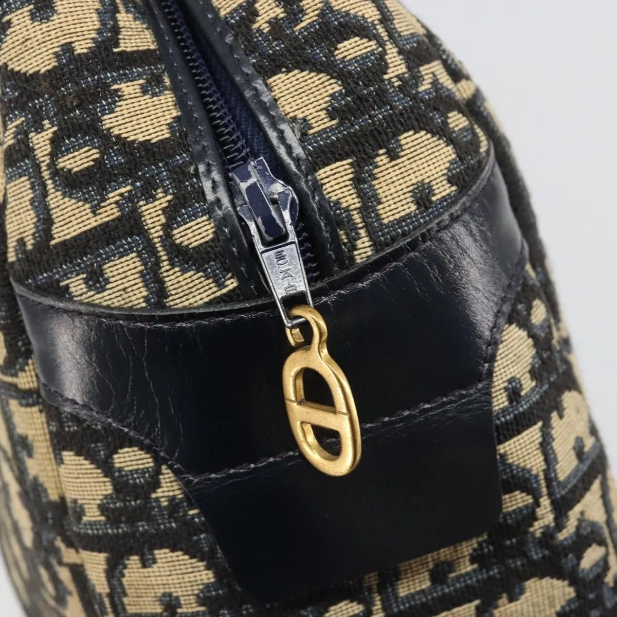 Christian Dior Vintage Trotter Boston Diorissimo Canvas, Navy, Canvas, Handbag