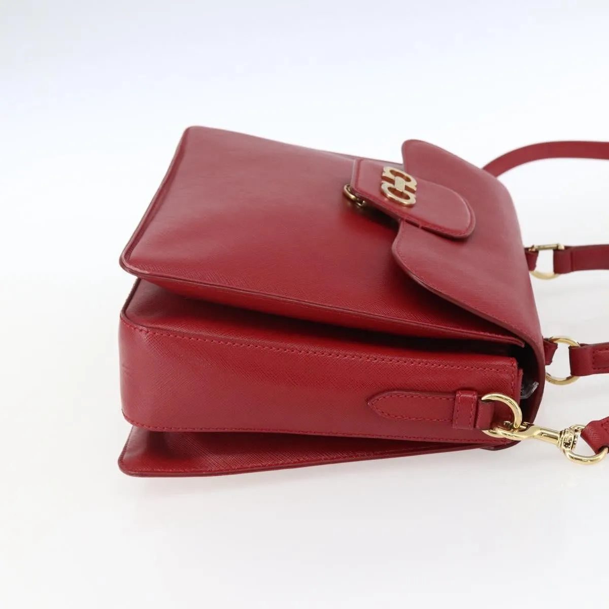 Salvatore Ferragamo Gancini Leather, Red, Leather, Handbag