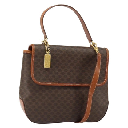 Celine Vintage Macadam Canvas, Brown, Canvas, Handbag