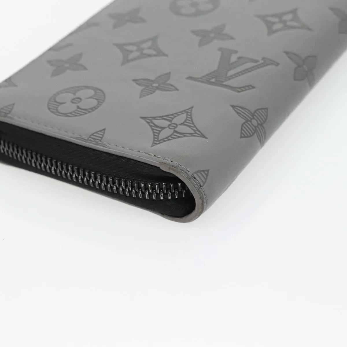 Louis Vuitton Zippy Wallet Vertical Monogram Shadow Leather, Gray, Canvas, Wallet