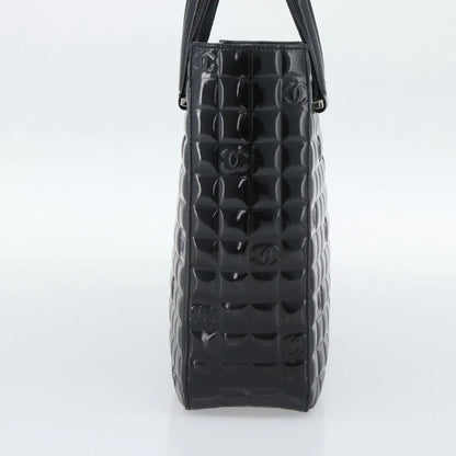 Chanel Chocolate Bar CC Tote Quilted Patent, Black, Patent Leather, Tote Bag