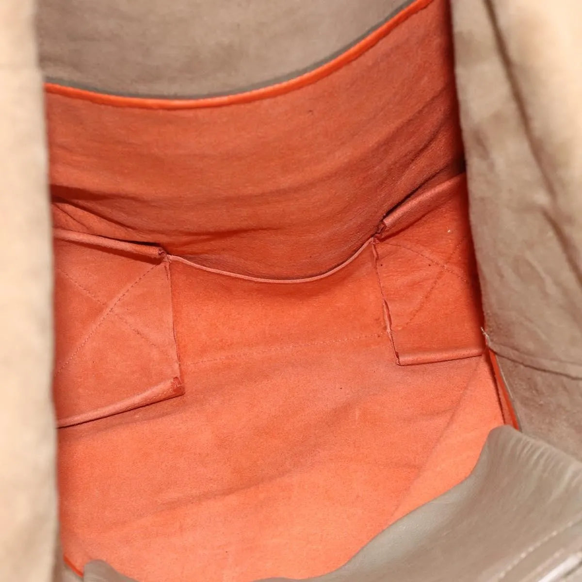 Celine Vertical Bi-Cabas Tote Leather, Beige, Leather, Tote Bag