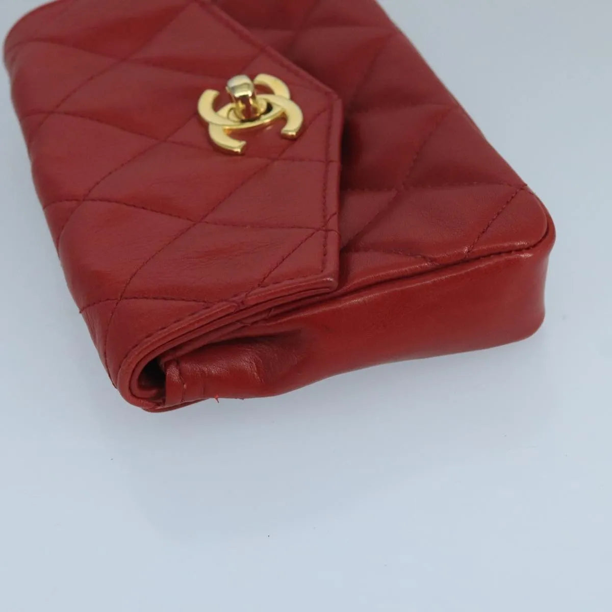 Chanel Vintage CC Flap Waist Quilted Leather, Red, Leather, Clutch