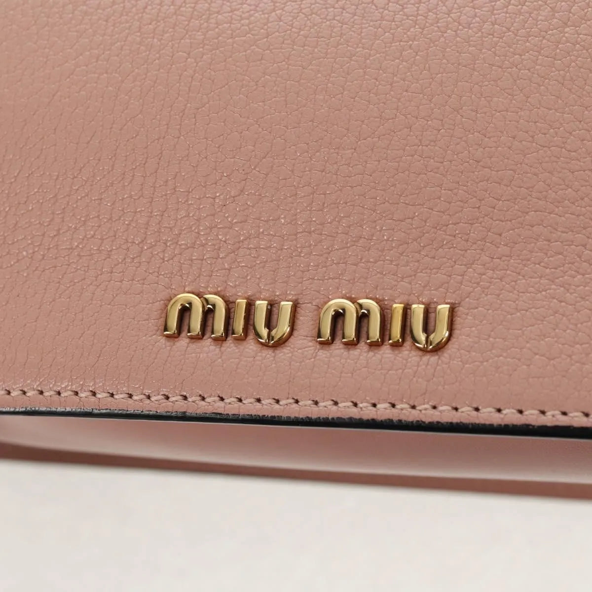 Miu Miu Madras Crystal Buckle Leather, Pink, Leather, Shoulder Bag