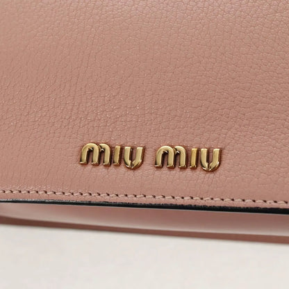 Miu Miu Madras Crystal Buckle Leather, Pink, Leather, Shoulder Bag