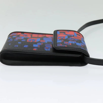 Gucci Flap Printed Coated Canvas, Black, PVC, Shoulder Bag