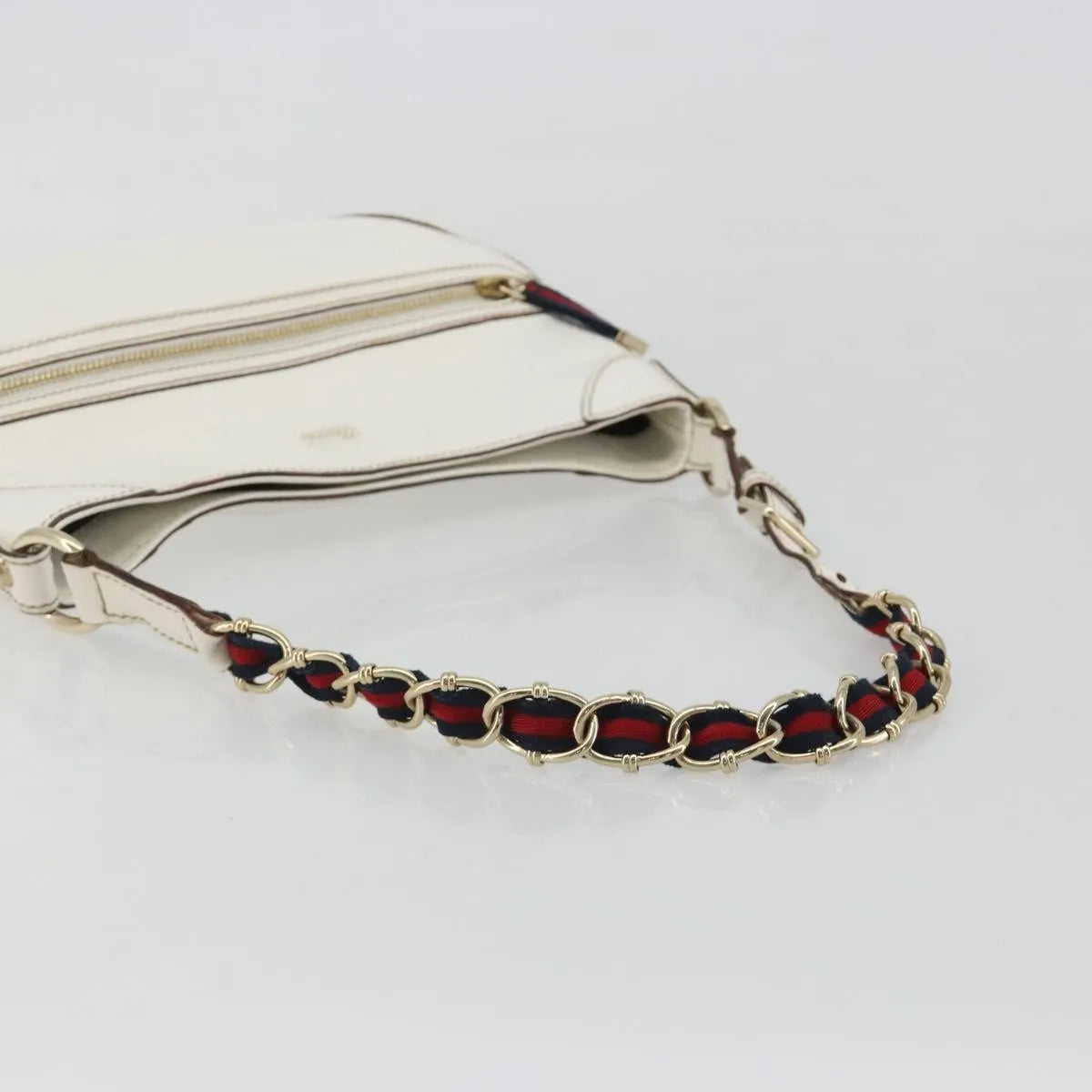 Gucci Sherry Line chain leather, White, Leather, Tote Bag