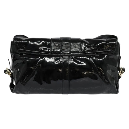Bvlgari Chandra Flap Enamel, Black, Patent Leather, Shoulder Bag