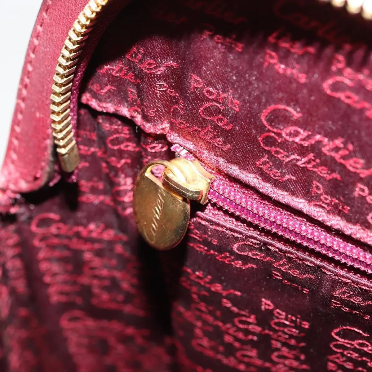 cartier Vintage must de Cartier Leather, Burgundy, Leather, Handbag