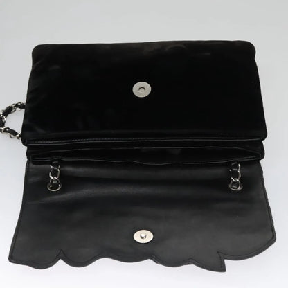 Chanel Camellia No.5 Chain Flap Velvet, Black, Velvet, Shoulder Bag