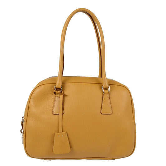Prada Bauletto Saffiano Leather, Beige, Leather, Handbag