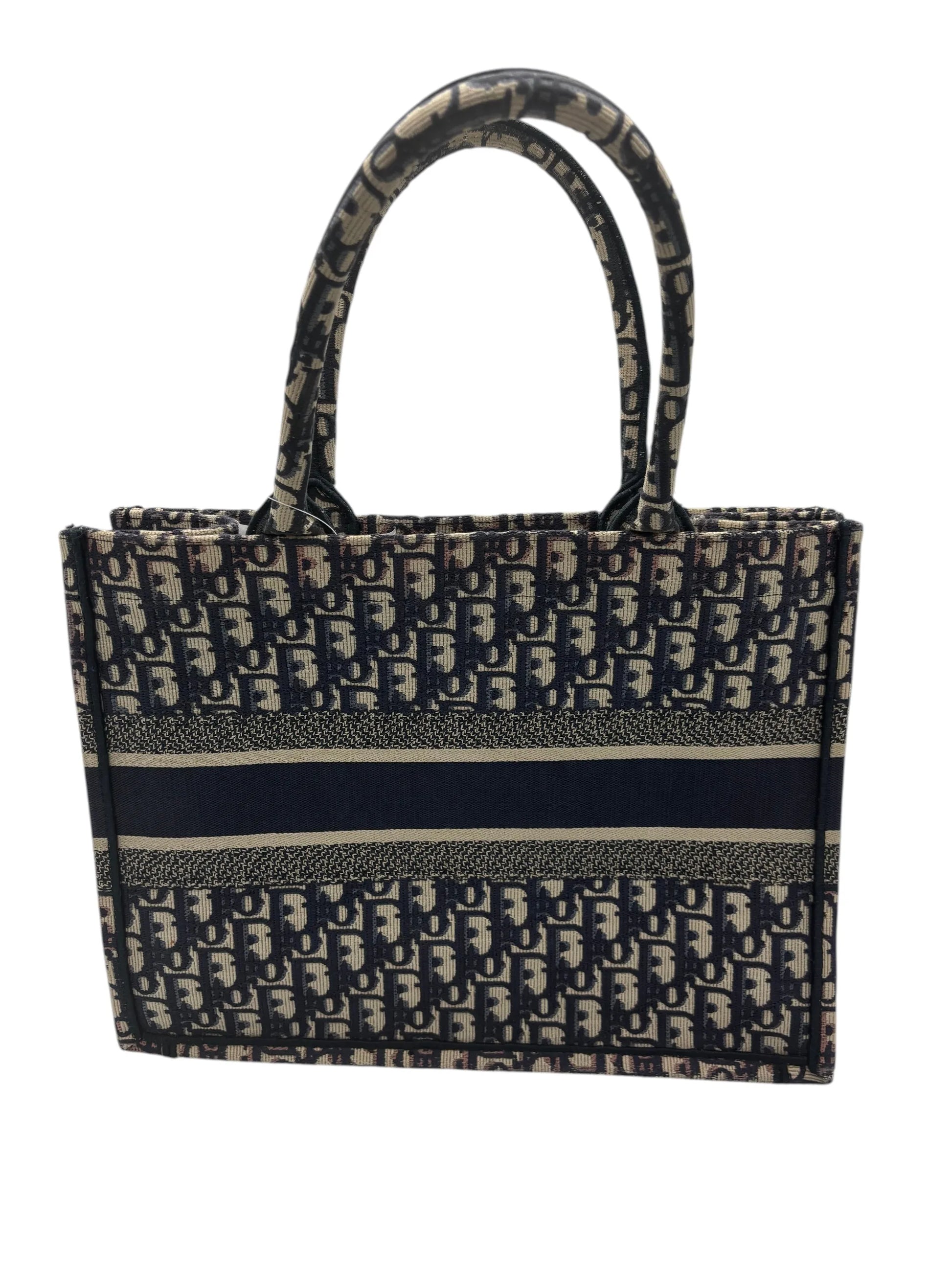 Christian Dior Book Tote Embroidered Canvas, Navy, Canvas, Tote Bag