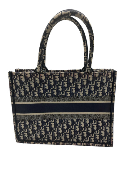 Christian Dior Book Tote Embroidered Canvas, Navy, Canvas, Tote Bag