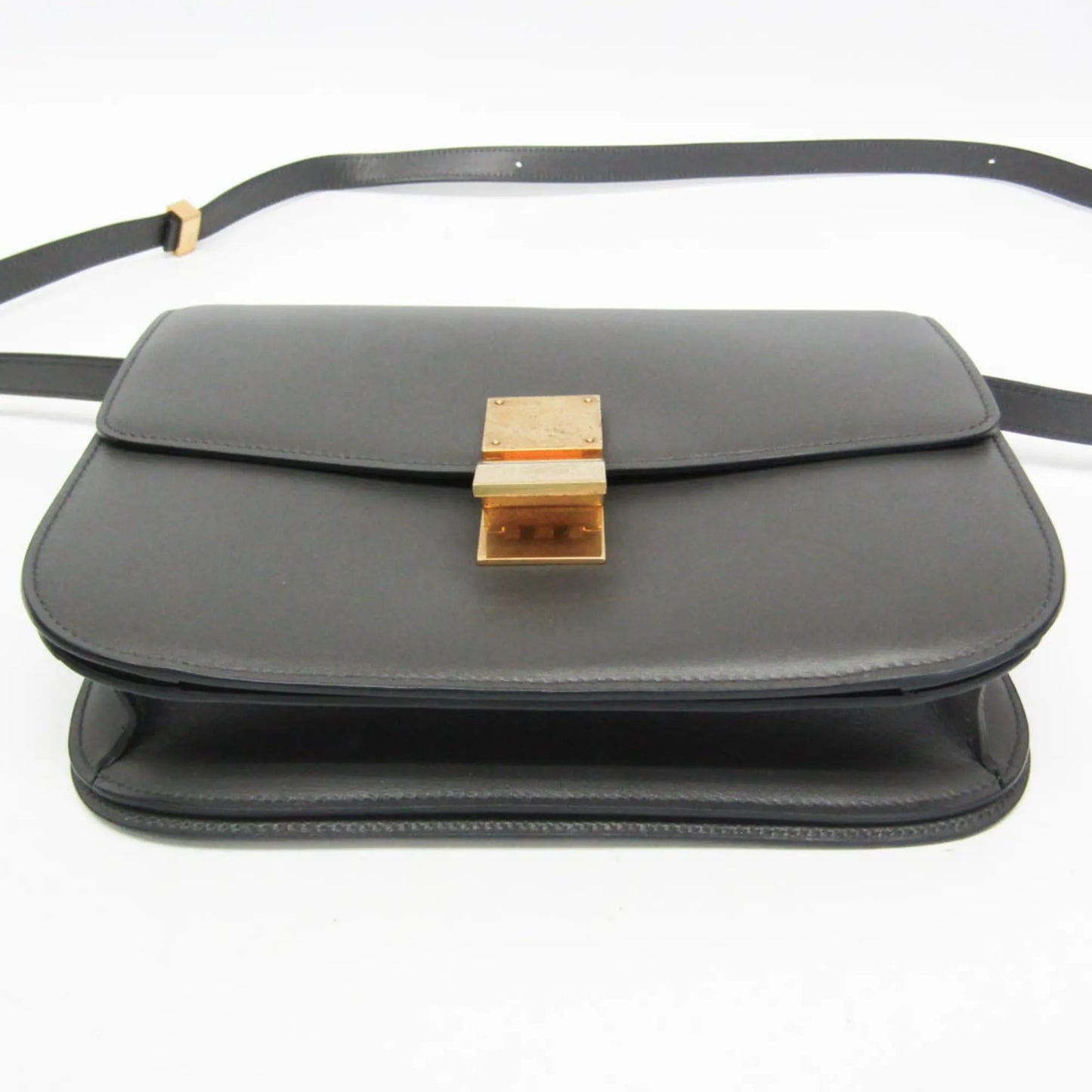 Celine Classic Box Bag Smooth Leather, Gray, Leather, Shoulder Bag
