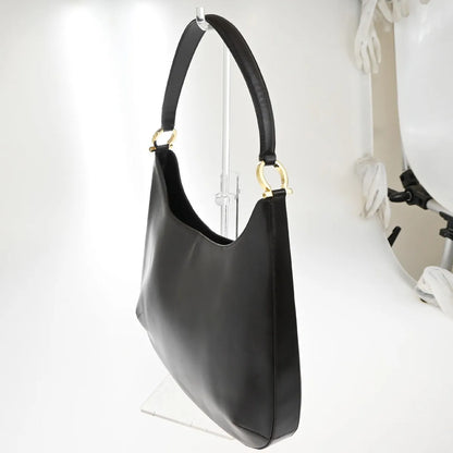 Salvatore Ferragamo Gancini Leather, Brown, Leather, Shoulder Bag