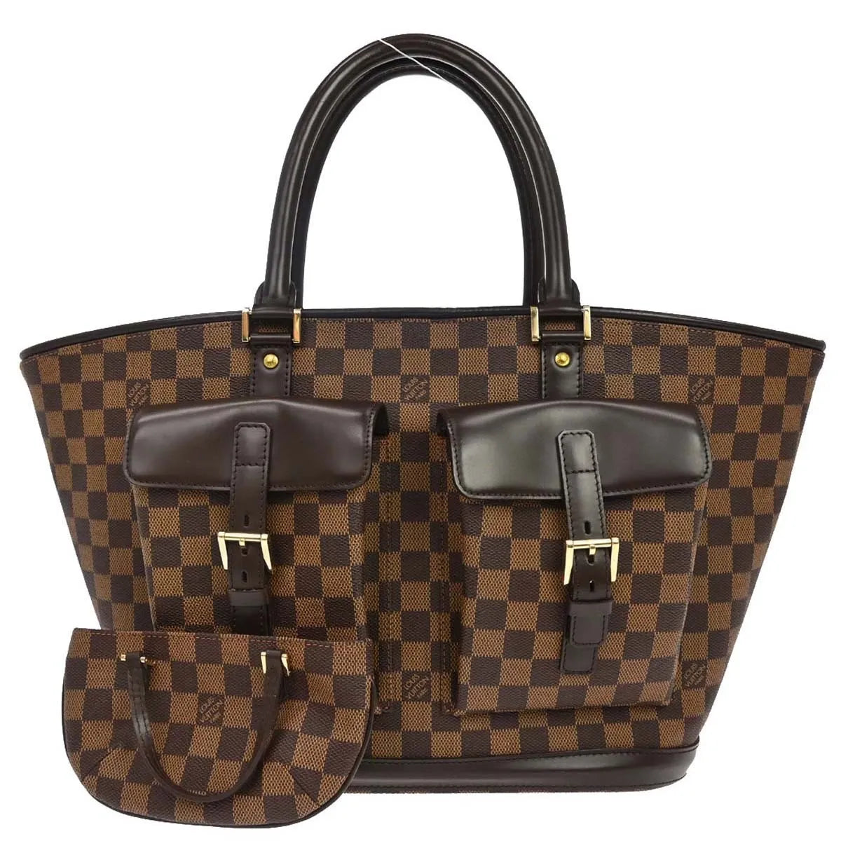 Louis Vuitton Manosque Damier, Brown, Canvas, Tote Bag