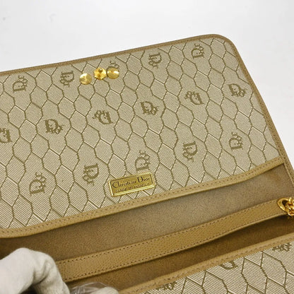 Christian Dior Vintage Chain Flap Leather, Beige, Leather, Shoulder Bag