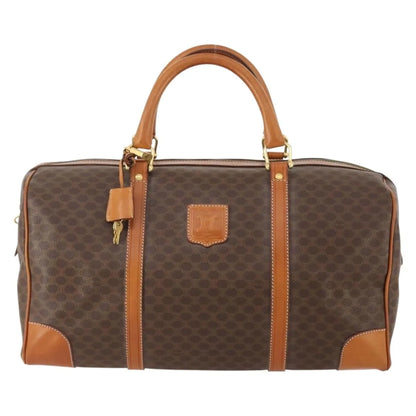 Celine Vintage Duffle Canvas and Leather, Brown, Canvas, Travel Bag
