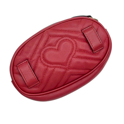 Gucci Marmont Bag Gucci Belt Quilted, Red, Leather, Clutch
