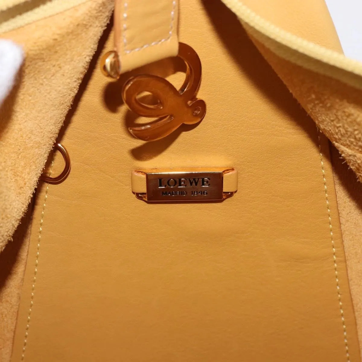 Loewe Anton Leather, Yellow, Leather, Backpack
