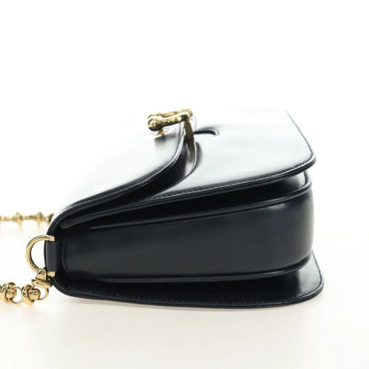 Gucci Chain Flap Leather, Navy, Leather, Shoulder Bag