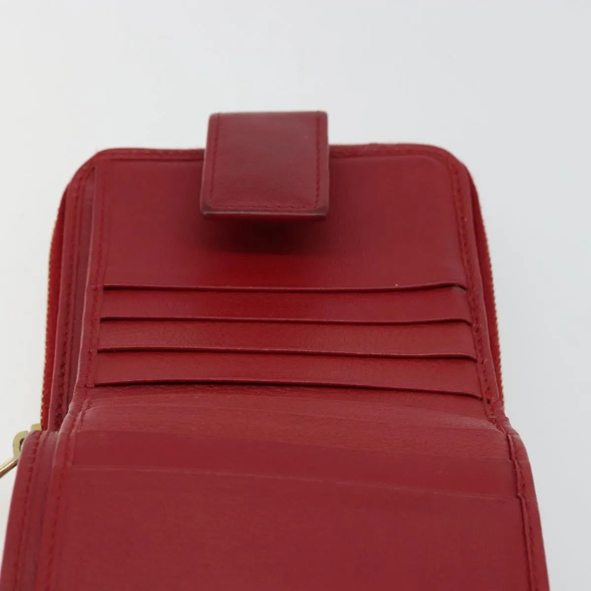 Saint Laurent Zipped Bifold Leather, Red, Leather, Wallet