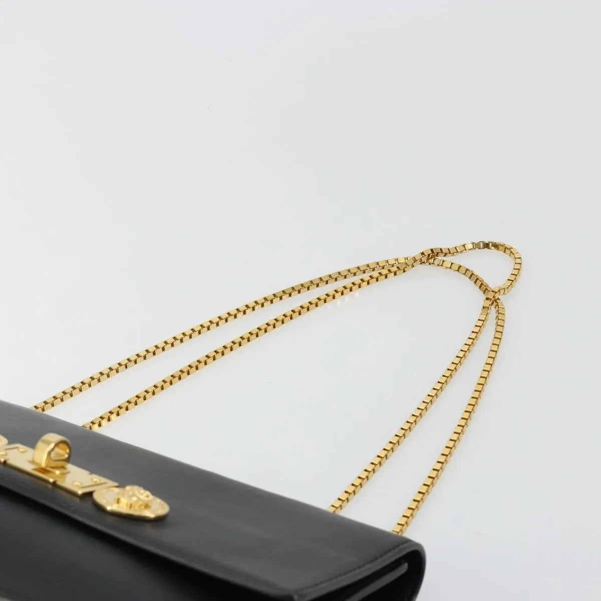 Versace Medusa Flap Chain Leather, Black, Leather, Shoulder Bag