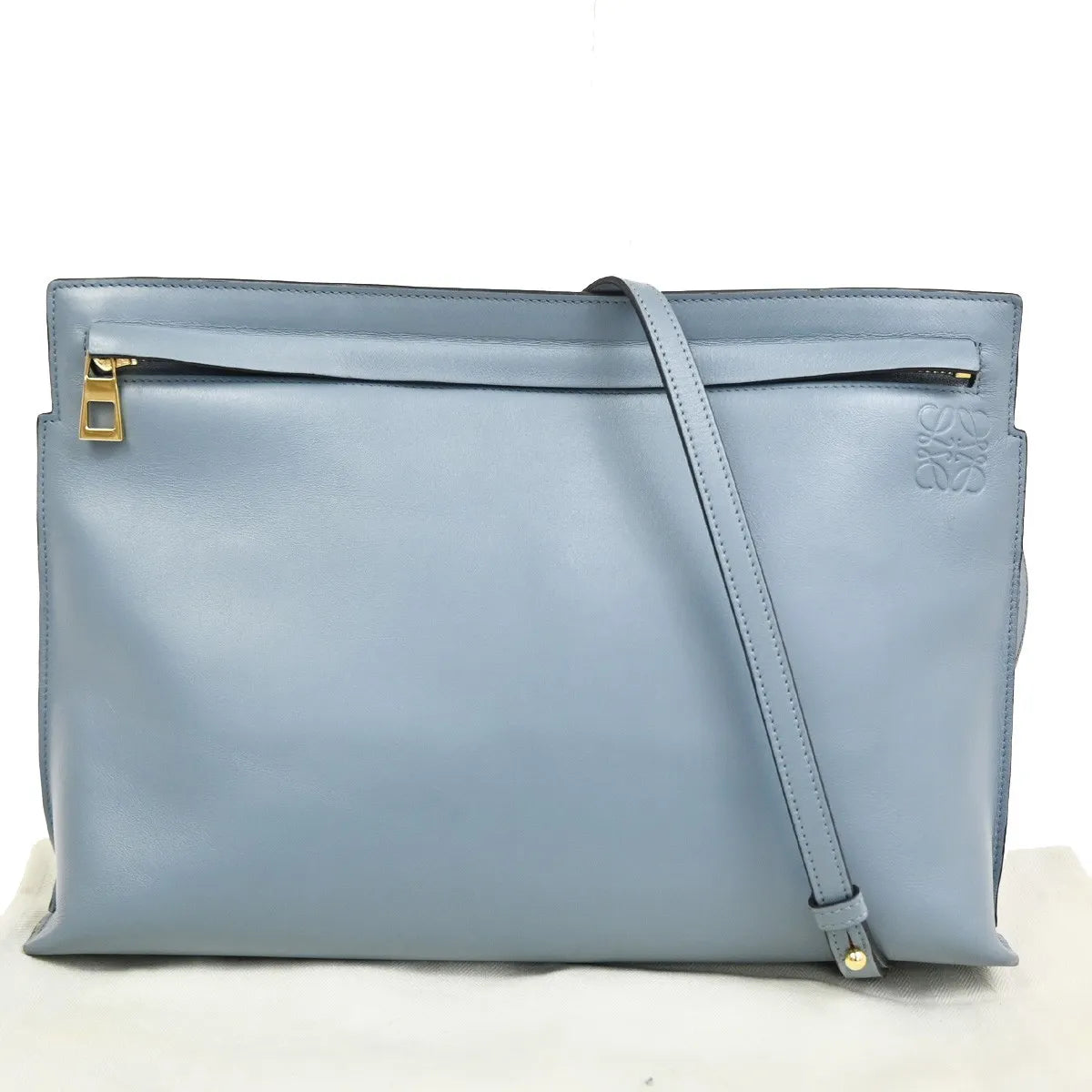 Loewe T Messenger Leather, Blue, Leather, Shoulder Bag
