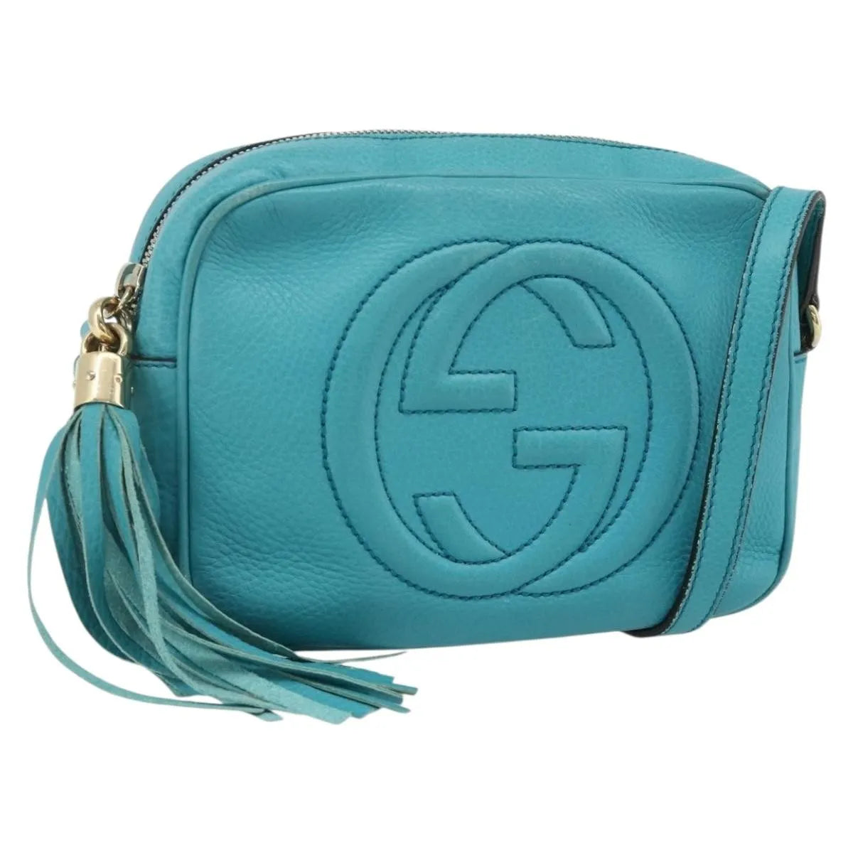 Gucci Soho Disco Leather, Blue, Leather, Shoulder Bag