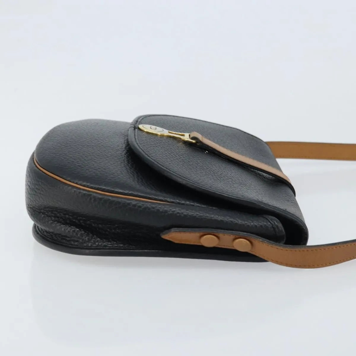 Christian Dior Vintage CD Logo Leather, Black, Leather, Shoulder Bag